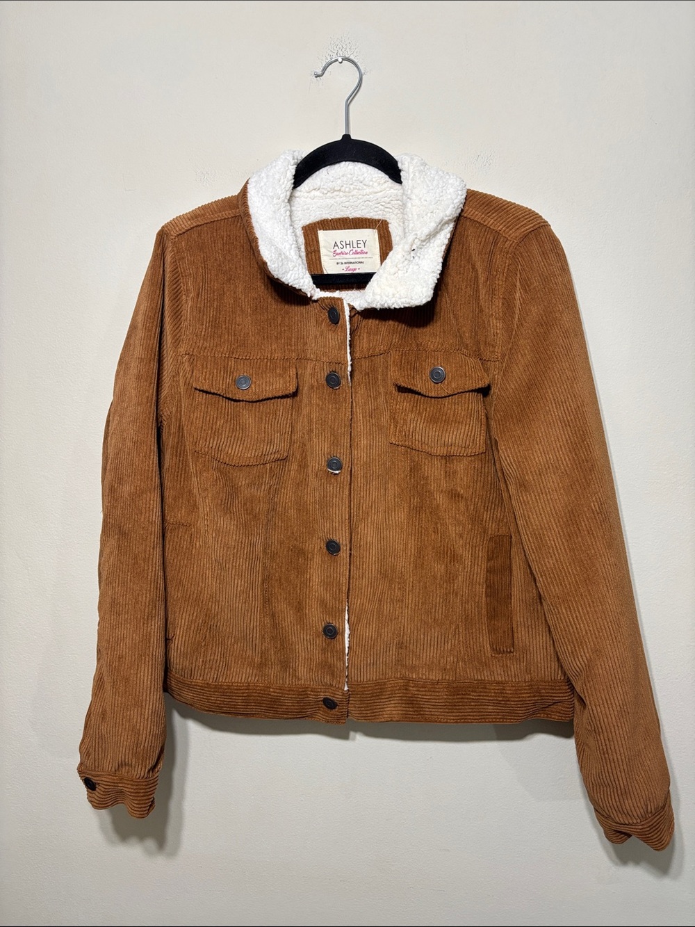 Ashley By 26 International Corduroy Teddy-Lined Jacket in Chestnut Brown